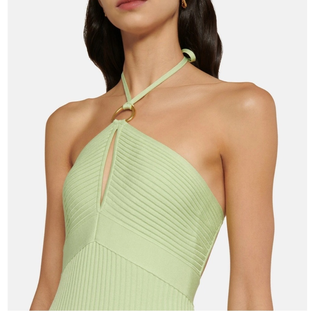 Jonathan Simkhai Light Green Ribbed Halter Mini Dress